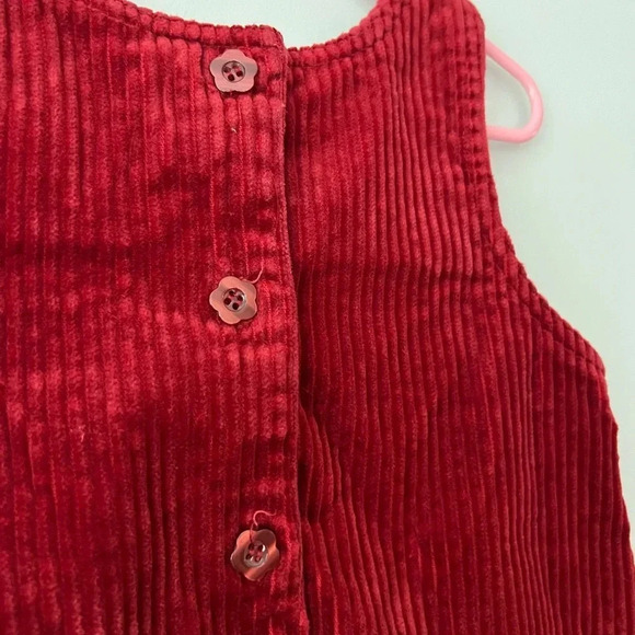 Vintage McKids Corduroy  Dress Red with Embroidered Flowers | 3T Girl - Picture 4 of 6